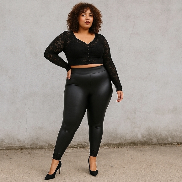 Torrid Full-Length Faux Leather Leggings - Black - Size 4 - NWT - Picture 1 of 3